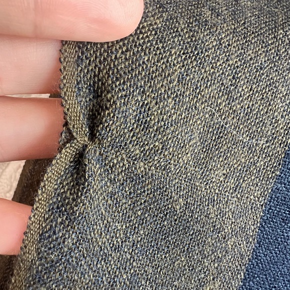 Loro Piana 100% Cashmere Blue and Olive Scarf - Made in Italy - Picture 6 of 8